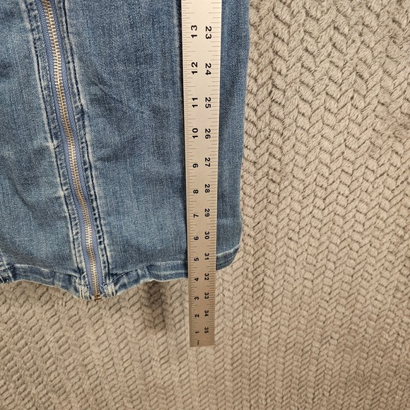 Forever 21 Women Medium Wash Denim Zip Front Bodycon Mini Dress Size M - Picture 4 of 7